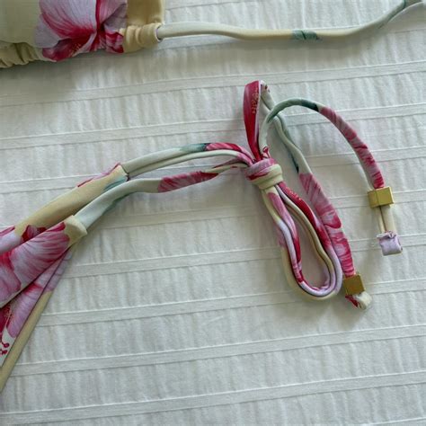 Pink And Yellow Floral Bikini Set Size Depop