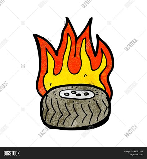 Cartoon Tire On Fire Vector And Photo Free Trial Bigstock