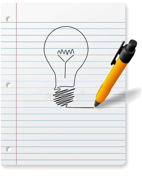 Pen Drawing Idea Light Bulb Notebook Paper Royalty Free Stock Photo - Image: 10405845