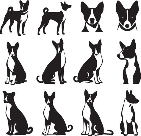 Silhouette Solid Vector Icon Set Of Dog, Breeds, Canine, Pooch, Hound