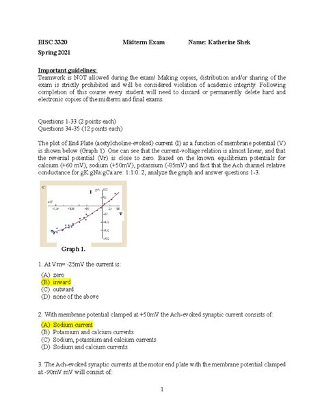 Midterm Practice Exam Bisc Midterm Exam Name Katherine Shek