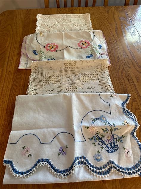 Lot Of Vintage Table Runners Etsy