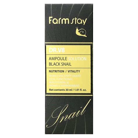 [Farmstay] Dr. V8 Ampoule Solution Black Snail 1.01 fl oz (30 ml) • AU ...