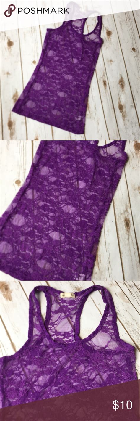 Purple Lace Racerback Tank Top Womens Size S Shirt Tank Tops Women