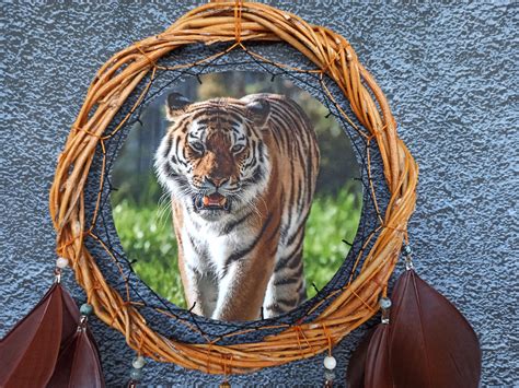 Dream Catcher With Tiger Art Tiger Bedroom Decor Tiger Ts Etsy