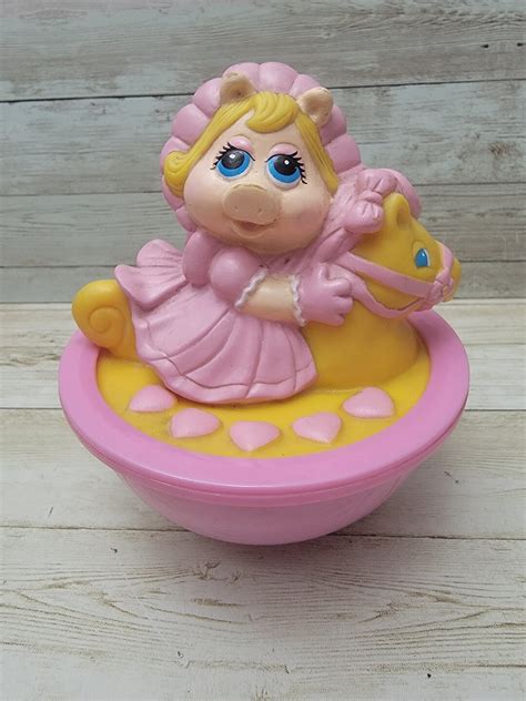 1989 Remco Muppet Babies Miss Piggy Baby Weeble Wobble Rattle Etsy