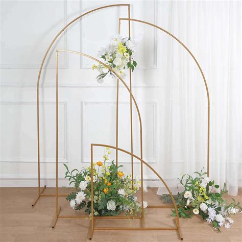 Set Of 4 Gold Metal Wedding Arch Chiara Backdrop Stand Efavormart