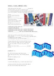 adjectives in a song - ESL worksheet by carolain