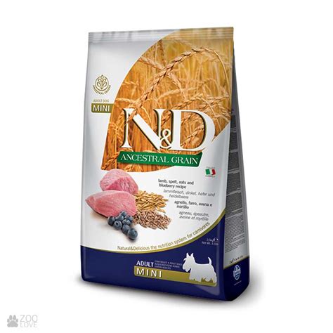 Купить корм Farmina N&D Low Grain Mini Adult Lamb & Blueberry для собак ...