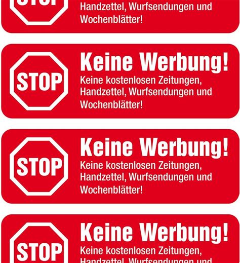 Immi 8 Keine Werbung Aufkleber Rot Einzeln Abziehbar Stop