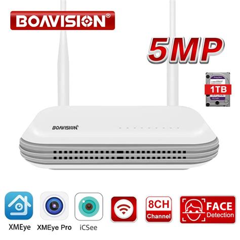 IP-регистратор BOAVISION 8CH WiFi NVR с 1TB жестким диском (XMEYE-iCSee ...
