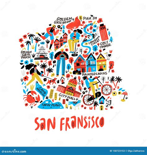 Tourist Map Of San Francisco 1960s Tour Map Of San Francisco