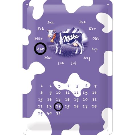 Dauer-Kalender MILKA lila Kuh, Blech 30x20cm | Blechschilder | Blech ...