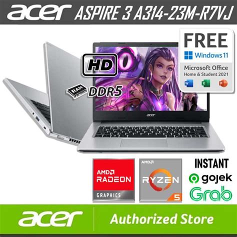 Promo Acer Aspire 3 Slim A314 R7vj Amd Ryzen 5 7520u 8 512ssd Radeon