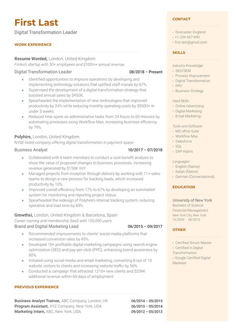 4 Digital Transformation Resume Examples for 2025 | Resume Worded
