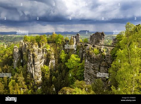 Bastei bridge in Saxon Switzerland, Germany Stock Photo - Alamy