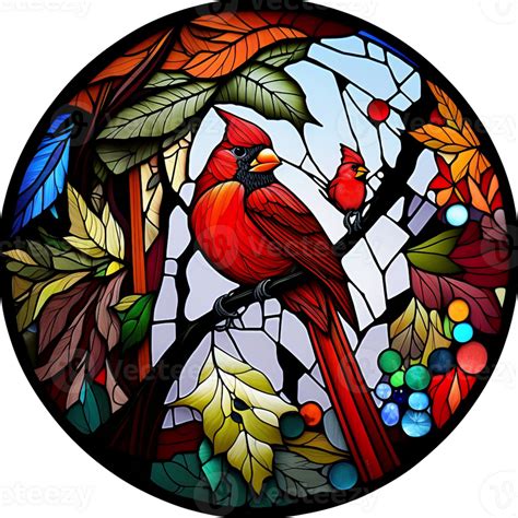 Stained Glass Cardinal Bird Png