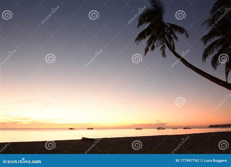 Sunset Time in White Beach. Boracay Island. Western Visayas ...