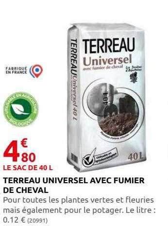 Promo Terreau Universel Avec Fumier De Cheval Chez Rural Master