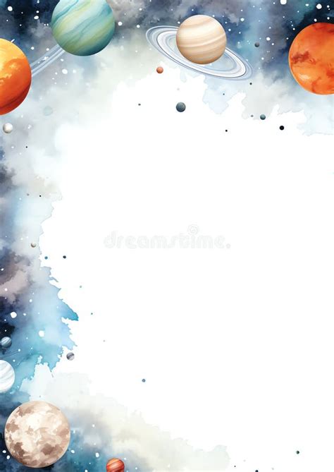 outer space frame border  white background stock illustration