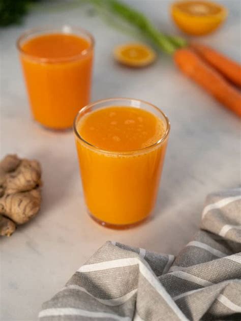 Fresh Carrot Orange Ginger Juice Homemade Detox Drink