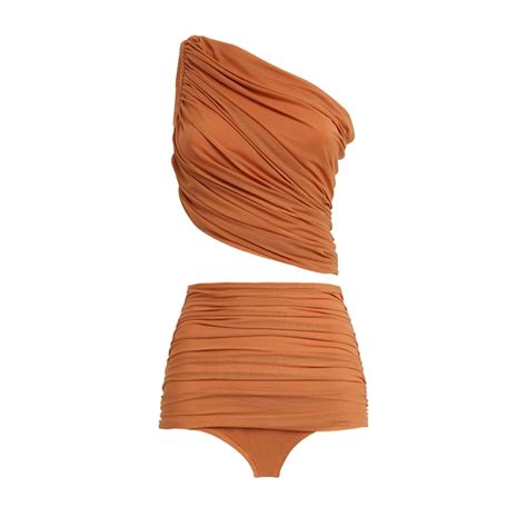 HHH 2025 New Bikini One Shoulder Mesh Stitching French Retro Split Swimsuit Suit Women 2699