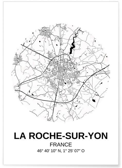 Affiche Carte De Ville De France La Roche Sur Yon Lafficherie