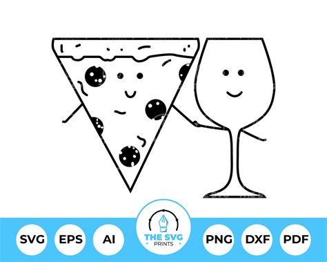 Pizza And Wine Svg Pizza Slice Svg Wine Glass Svg Pizza Cut File