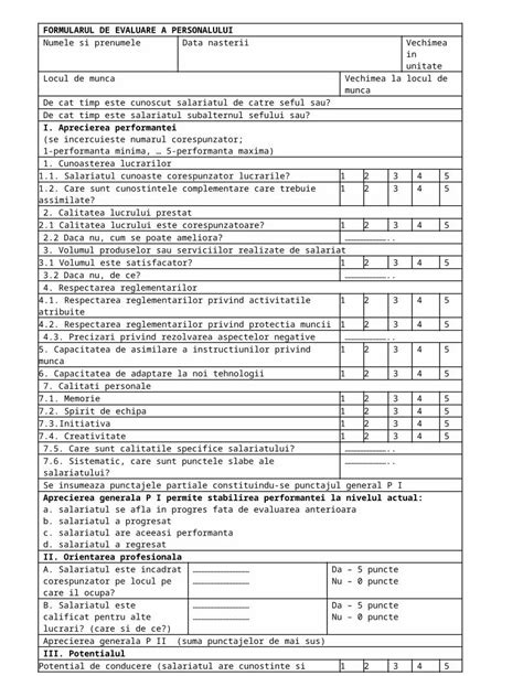 DOC Formularul De Evaluare A Personalului DOKUMEN TIPS