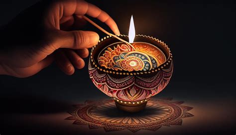 Premium AI Image | Diwali lamp in hand an Indian holiday