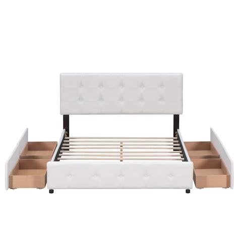 Upholstered Platform Bed With Classic Headboard And 4 Drawers No Box