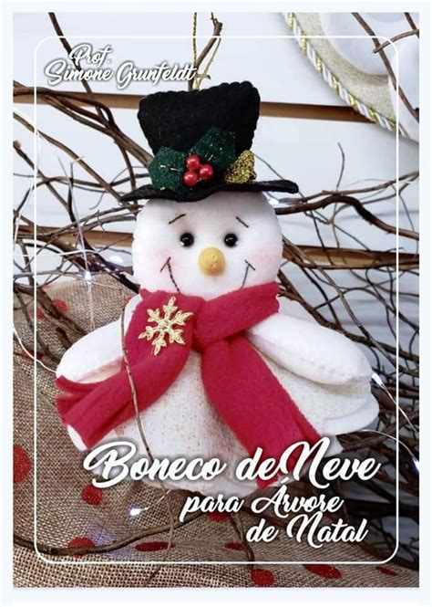 Boneco de Neve em Feltro Decoração de Natal Artesanato de Tecido