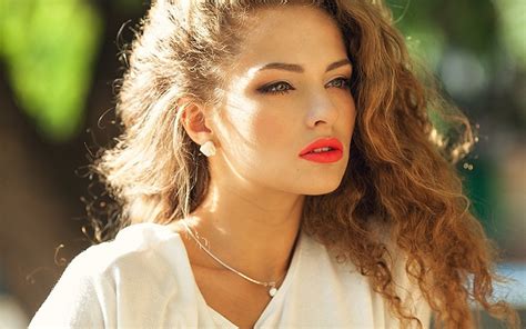 Women Red Lipstick Earrings Brunette Wallpapers HD Desktop And Mobile Backgrounds