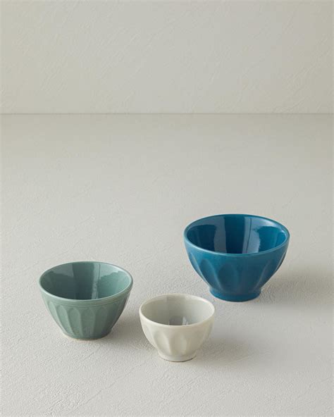 Nude Seramik 3 lü Kase Gri Yeşil Mavi 8684233026512 English Home