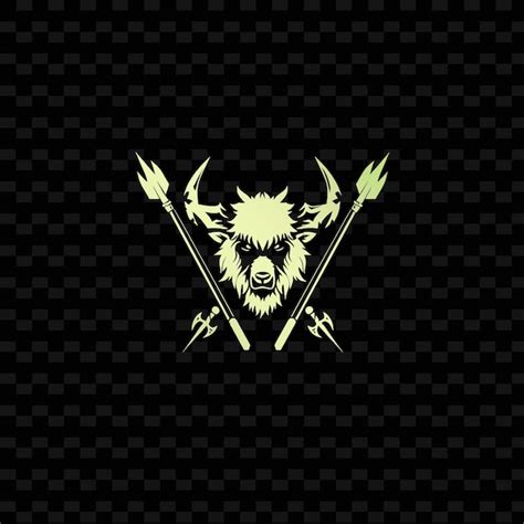 Premium Photo Barbarian Hunter Crest Logo With Spears And Animal