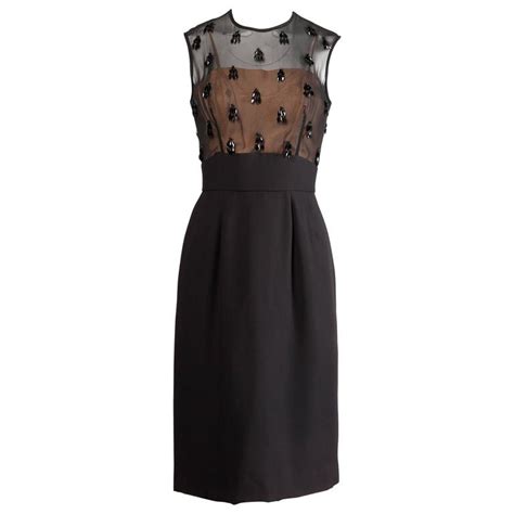 1960s Vintage Black Nude Illusion Beaded Cocktail Dress For Sale At 1stDibs
