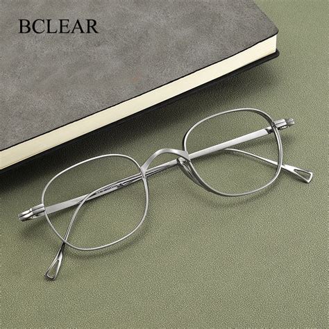 Bclear Pure Titanium Eyeglasses Frame Men Women Retro Oval Spectacle Frames Optical Glasses