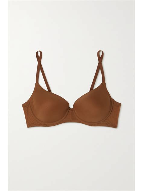 Nubian Skin Naked Stretch Tulle Underwired T Shirt Bra In Brown Modesens