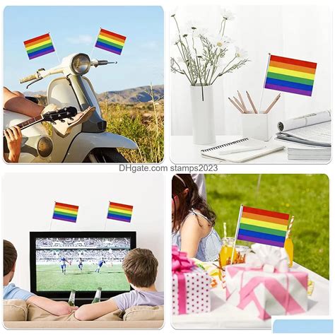 Banner Flaggen Regenbogen Pride Flagge Kleine Mini Handheld Banner Stick Gay LGBT Party