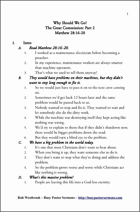 How To Create A Sermon Outline Template