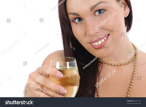Sexy Smiling Brunette White Wine Stock Photo 20671147 Shutterstock