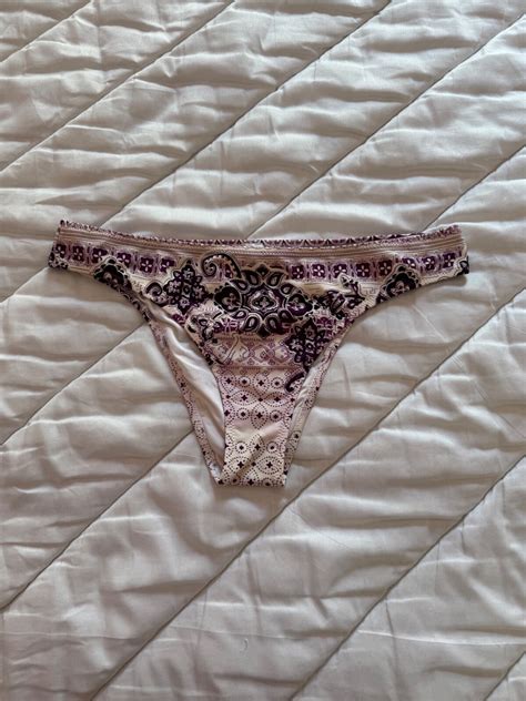Vintage Womens Purple Embroidered Bikini Set Swimsuit Size L Beaded
