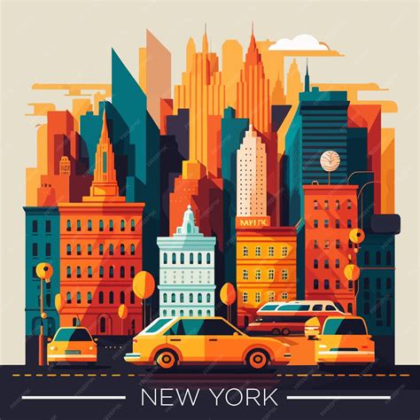Premium Vector | Illustration of travel new york city landscape of