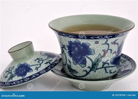 Chinese Painting Flower Tea Cup and Tea Stock Photo - Image of culture ...