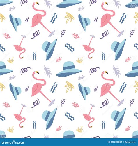 Sketch of a Unique Flamingo with Other Objects Stock Vector