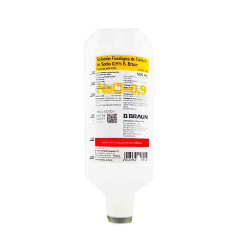 Suero Fisiológica de Cloruro de Sodio 0 9 B Braun Contenido 500 ml