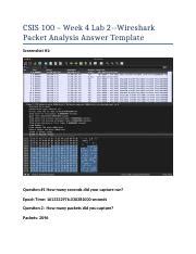 Wireshark Lab Docx Csis Week Lab Wireshark Packet