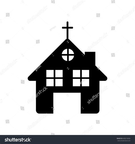 Black Silhouette Church White Background Vector Stock Vector (Royalty ...