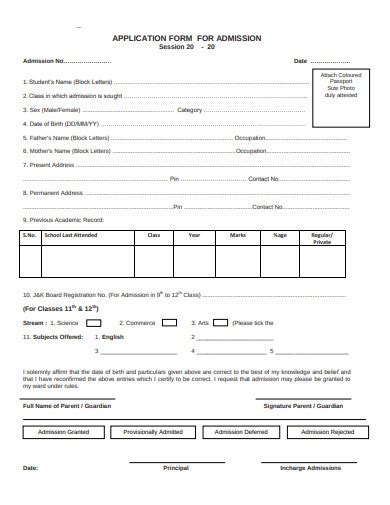 Free 29 School Admission Form Templates In Doc Pdf