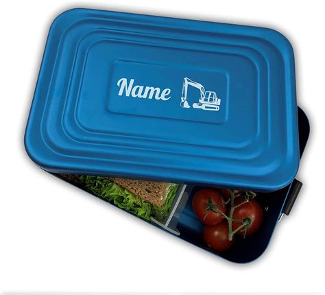 Unikatolo Brotdose mit Name und Motiv, BLAU Aluminium Lunchbox mit